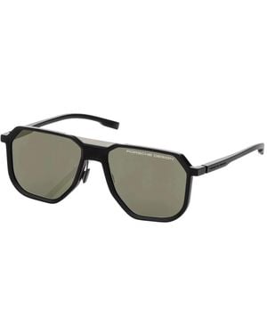 Porsche Design Matt schwarze sonnenbrille mit grünen gläsern