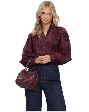Nukus Antonella Bluse Paillet Flower - Lila