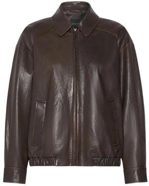 Weekend by Maxmara Bomber-Inspirierte Nappa-Lederjacke - Braun