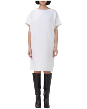 Gianluca Capannolo Weiße Bootshals A-Linie Kleid