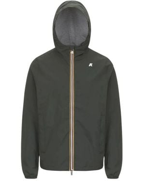 K-Way Slim-Fit Wetterfeste Jacke Grün Schwarz