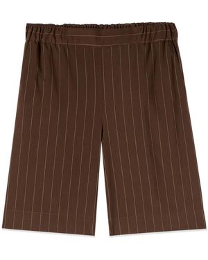 Oltre Nadelstreifen-Bermudashorts Aus Leinen-Mix - Braun
