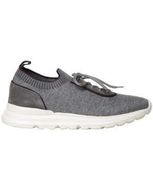 Eleventy Panelled Knit Sneakers - Grau