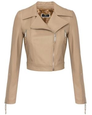 Elisabetta Franchi Leather Jackets - Neutro