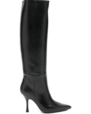 Anna F. Stiletto-Stiefel Mit Spitzer Zehenpartie - Schwarz