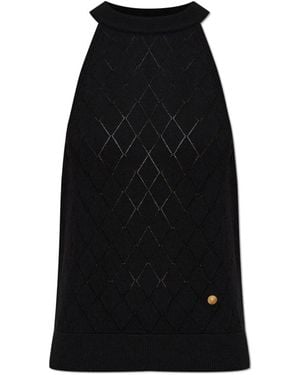 Balmain Truien & Vesten ,Zwart ,Wol Mouwloze Gebreide Top