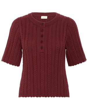 Part Two Kurzarm Strickpullover Tawny Port - Rot