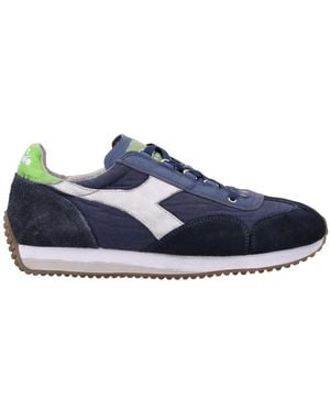 Diadora Vintage Canvas Sneaker Met Distressed Finish - Blauw