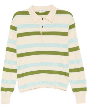 JW Anderson Tops ,Veelkleurig ,Katoen Gebreide Gestreepte Rugby Polo Top - Groen