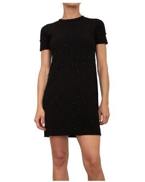 Blugirl Blumarine Schwarzes Strickkleid Mit Rosenapplikation