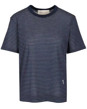 Ami Paris Striped De Coeur T-Shirt - Blauw