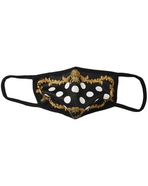 Dolce & Gabbana Barock-Pünktchen-Print Gesichtsmaske - Schwarz