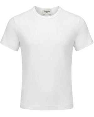 Saint Laurent Figurbetontes Rundhals-T-Shirt - Weiß