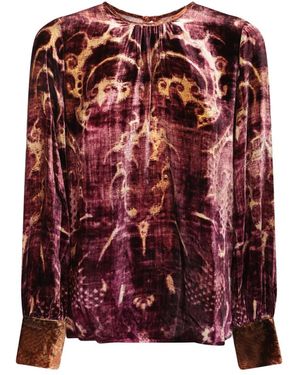 Pierre Louis Mascia Overhemden ,Veelkleurig ,Velvet Blouse - Rood