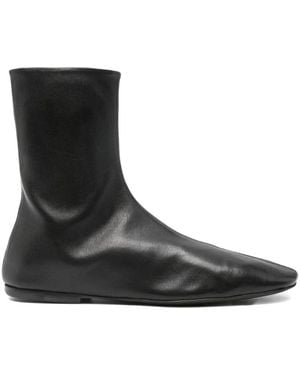 Dries Van Noten Leather Sock Booties Shoes - Black
