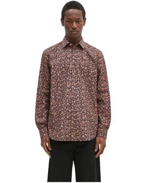 Paul Smith Overhemden ,Veelkleurig ,Katoen Floral Print Katoenen Shirt - Bruin