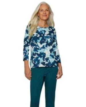 Rabe Stylisches Damen Shirt Blau-Weiß Muster