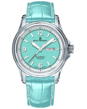 Revue Thommen Accessoires ,Blauw ,Leer Automatisch Horloge - Groen
