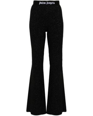 Palm Angels Logo Lurex Flared Trousers - Black
