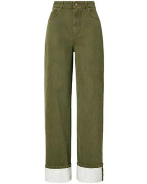 Tory Burch Jeans Met Omgeslagen Zoom - Groen