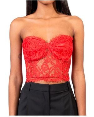 Doris S Tops ,Rood ,Elegante Kant Crop Top
