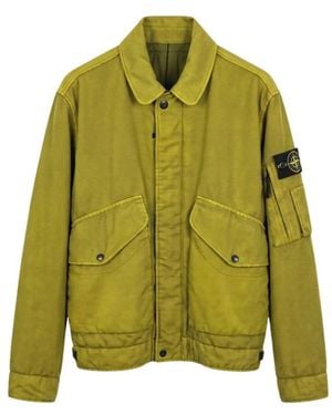 Stone Island Jassen ,Groen ,Katoen Cotton Canvas Ghost Field Jacket