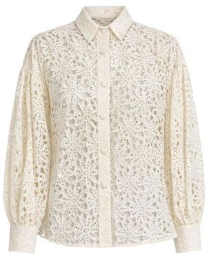 ACTUALEE Shirt Mit Floraler Spitze - Weiß