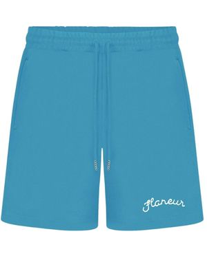 flâneur Kobalt Signature Jogger Shorts - Blauw