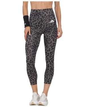 adidas Fitness ,Bruin ,Polyester Opt Ess Aop 7/8 Leggings - Grijs