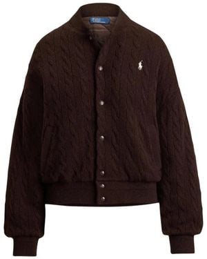 Ralph Lauren Jassen ,Bruin ,Wol Bomberjack Van Kabelssteek