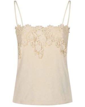 Alberta Ferretti Tops ,Wit ,Top Met Kanten Inzetstukken - Naturel