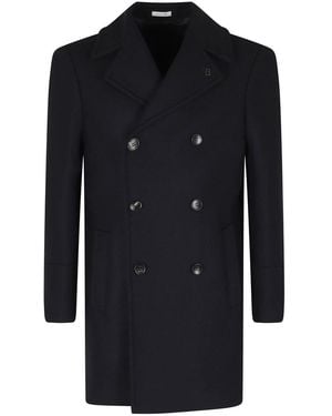 BRERAS Milano Jassen ,Blauw ,Wol Giaccone Doppio Petto Lana Panno - Zwart