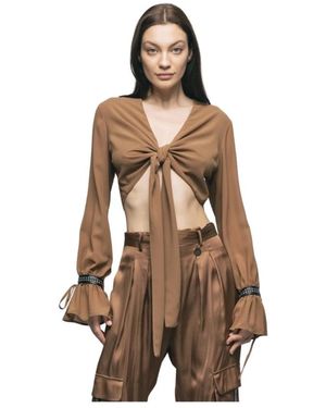 Gaelle Paris Maglia cropped - Marrone
