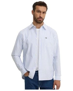 Lacoste Regular Fit Gestreepte Oxford Overhemd - Blauw