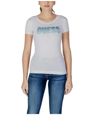 Guess T-Shirt Met Strassteentjes En Print - Blauw