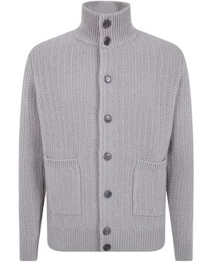 FILIPPO DE LAURENTIIS Truien & Vesten ,Grijs ,Wol Turtle Neck Cardigan Sweater