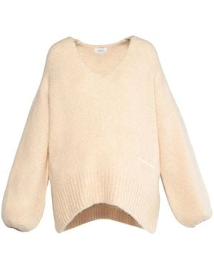 Hèst Oversized V-Neck Sweater Summer Sand - Natur