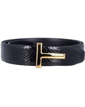 Tom Ford Zwarte Riem Met Slangenprint