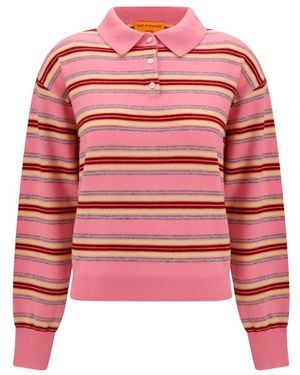 Guest In Residence Collegiate Stripe Polo Sweater - Rood
