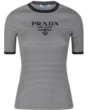 Prada Round-Neck Knitwear - Gris