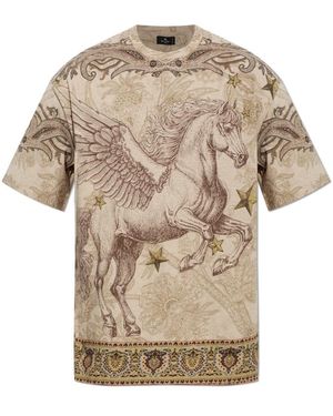 Etro Tops ,Katoen Bedrukt T-Shirt - Naturel