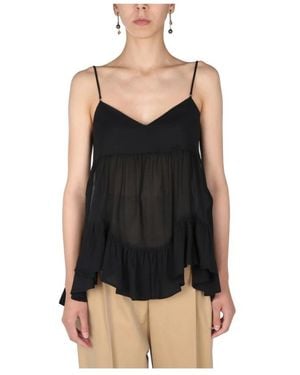 McQueen Tops ,Zwart ,Katoen Semi-Transparante Top