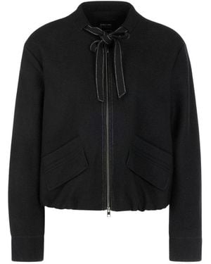 Marc Cain Jassen ,Zwart ,Wol Cropped Jacket