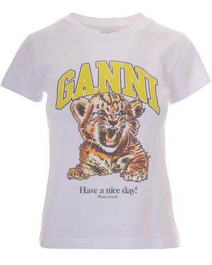 Ganni Tops ,Wit ,Katoen T-Shirts