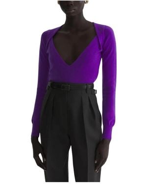 Mugler Truien & Vesten ,Paars ,Kasjmier Cashmere V-Neck Knit Top