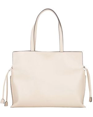 ESTRO Tassen ,Leer Grote Leren Shopper Tas Met Trekkoorden - Naturel