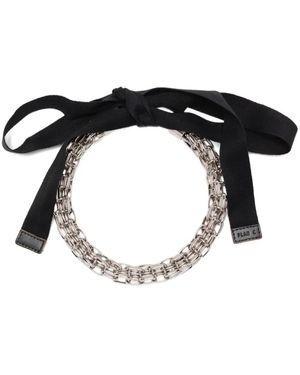 Plan C Long Grid Chain Necklace - Schwarz