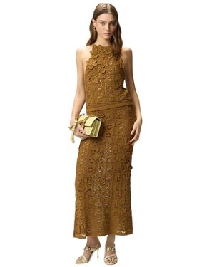 Pinko Rokken ,Bruin ,Katoen Anthemis Haakwerk Rok - Metallic