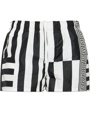Versace Gestreifte Badeshorts - Schwarz