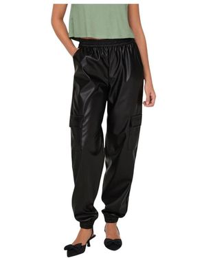 ONLY Cargo Leren Broek Voor Vrouwen - Zwart